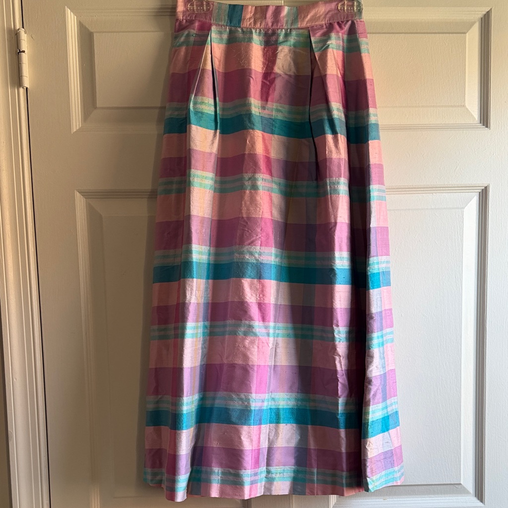 Rare Vintage Lilly Pulitzer Silk Taffeta Plaid Skirt